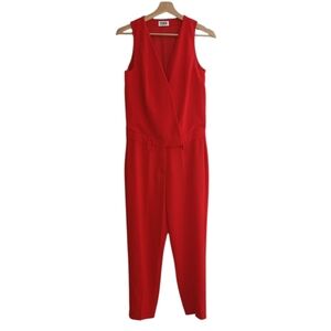 Sonia Sonia Rykiel Red Jumpsuit V-neck Wrap Style French 36 or 4 US Small